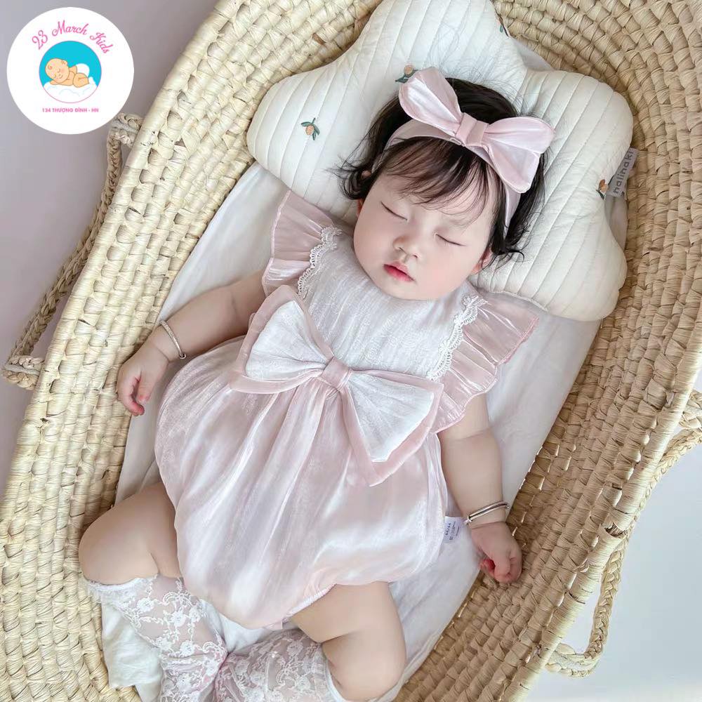 Body nơ ngực kèm turban cho bé, body cho bé gái
