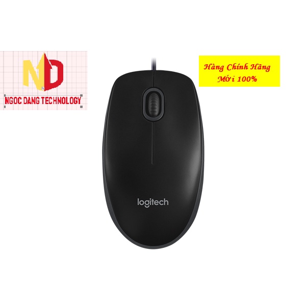 Chuột có dây Logitech B100 - Dây dài 1m8, thiết kế ôm tay, thuận cả 2 tay