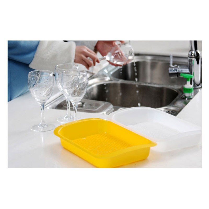 Khay úp ly, cốc Inomata 0071 của Nhật Bản nhựa PP, có nhiều rãnh thoát nước, chịu lực và chịu nhiệt tốt