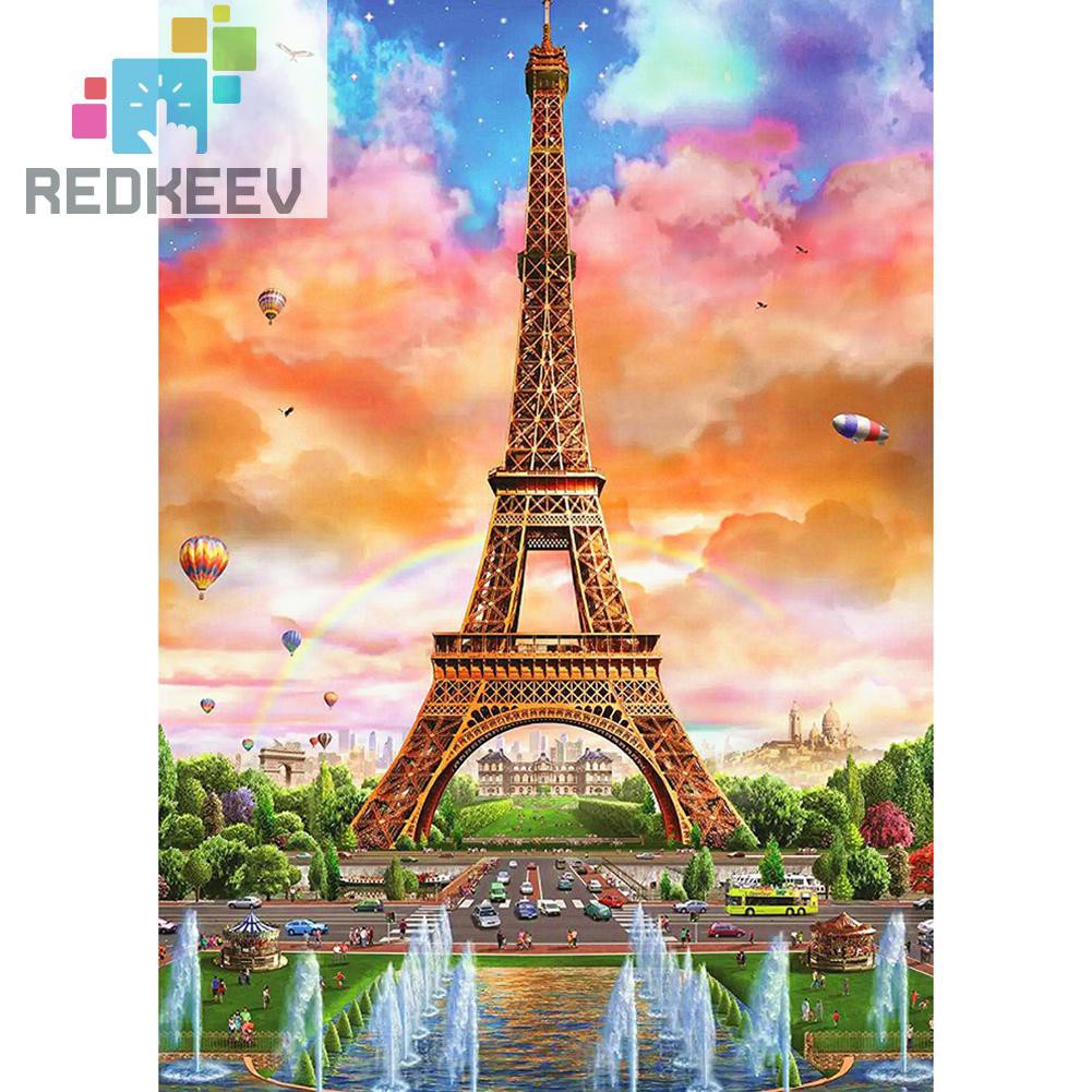 Bộ Tranh Đính Đá 1.13 Tự Làm Hình Tháp Eiffel Độc Đáo