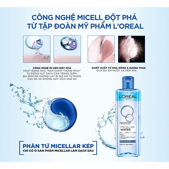 Nước tẩy trang L'Oreal Paris Micellar Water 400ml