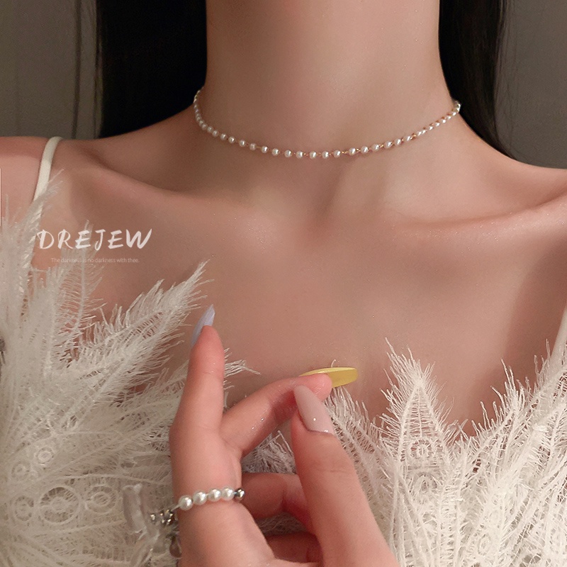 Dây chuyền DREJEW đính ngọc trai phong cách cổ điển sang trọng dành cho nữ
