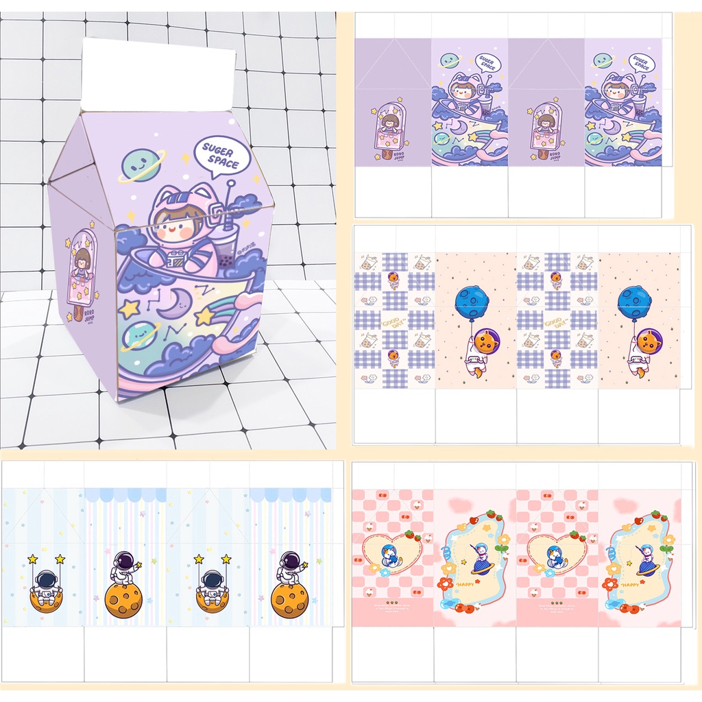 Hộp quà phi hành gia HQSI38 hộp quà hộp sữa cute hộp dễ thương hoạt hình 18*10*10cm