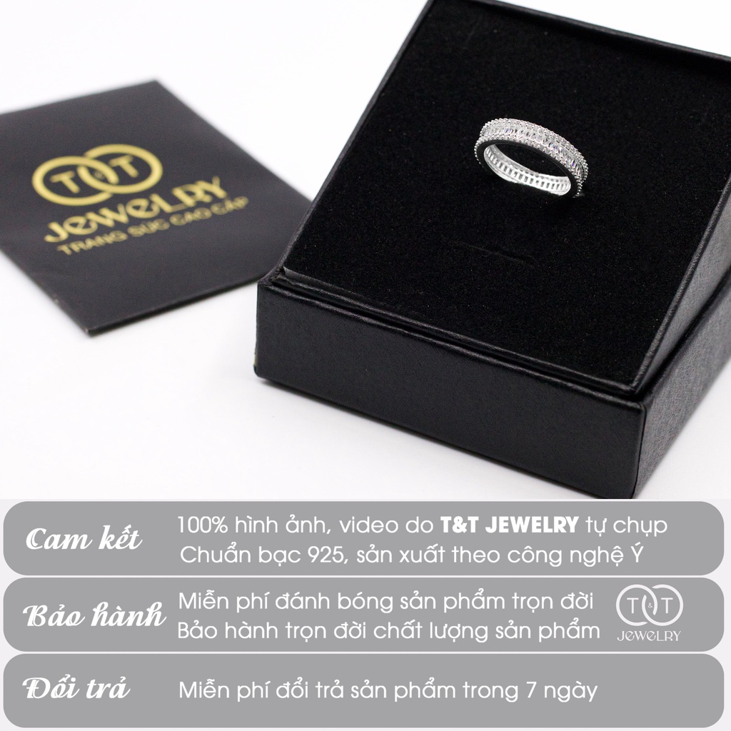 Nhẫn Bạc Nữ 3 hàng đá s925 T&amp;T Jewelry cao cấp NN021