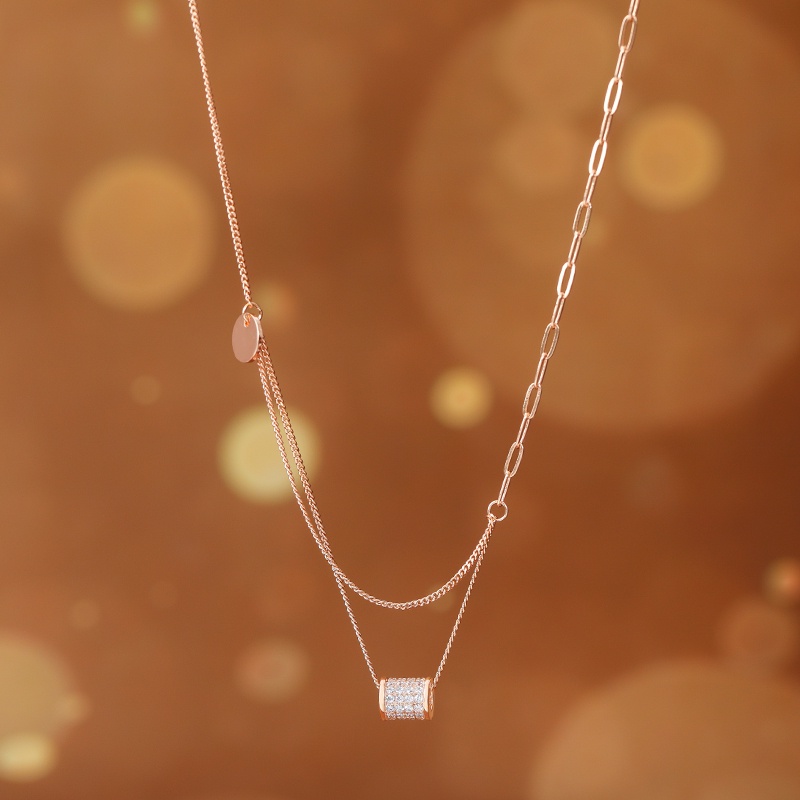 [Jiudolan] Dây Chuyền Đôi Eo Nhỏ Đính Đá Zircon Màu Vàng Hồng Tinh Tế Dễ Phối Đồ