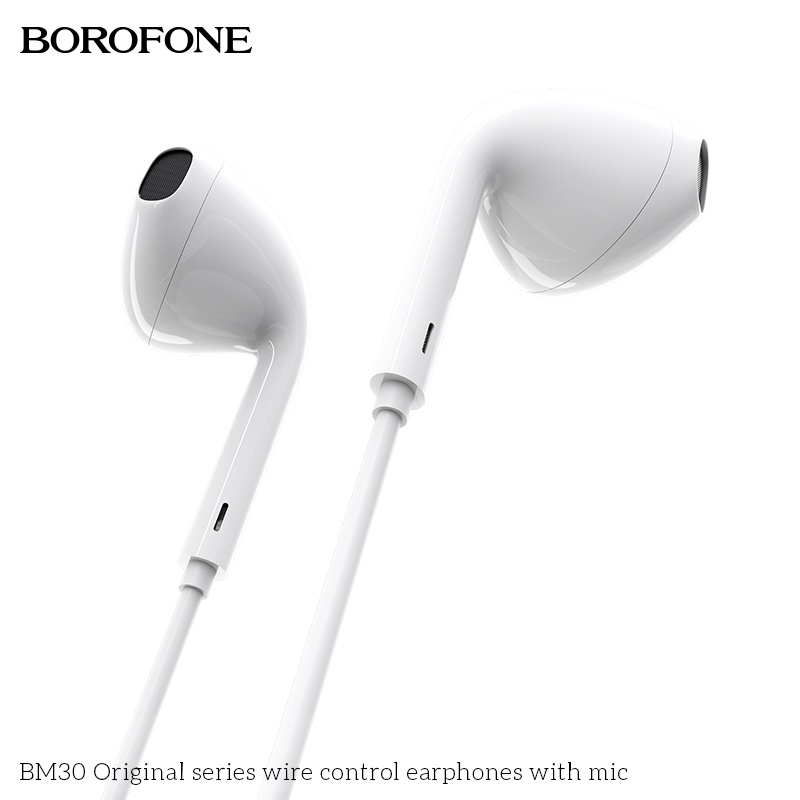 Tai nghe nhét tai BOROFONE BM30 chống ồn, nghe hay có mic đàm thoại, dây dài 1.2m, Jack cắm 3.5mm - Chính hãng