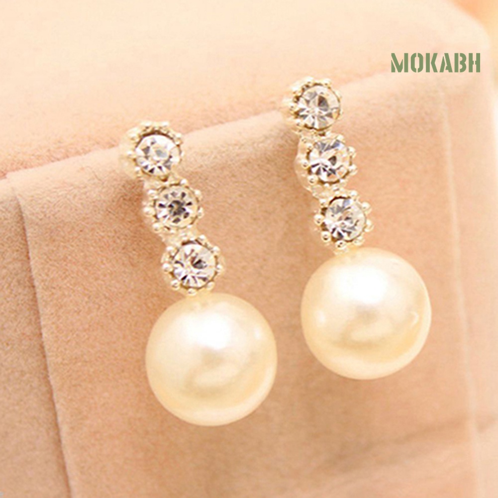 Bông Tai Đính Ngọc Trai Giả Thời Trang Cho Cô Dâu