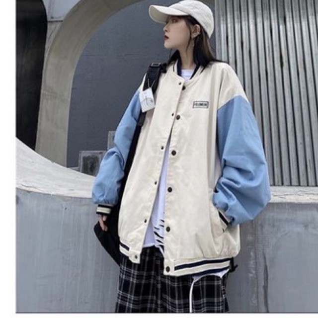 [Có ảnh thật] Áo bomber jacket kaki phối tay xanh unisex Nam Nữ shop Jum.closet | BigBuy360 - bigbuy360.vn