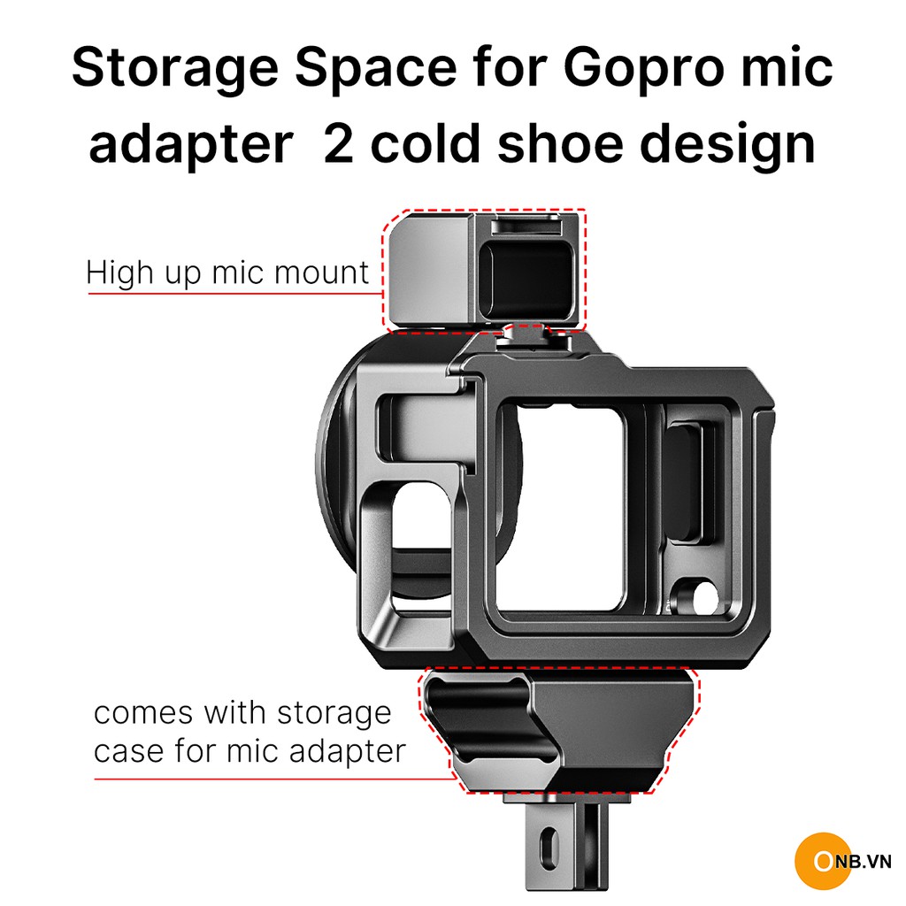 Gopro 9 Khung Ulanzi G9-5 kim loại Vlog gắn adapter mic