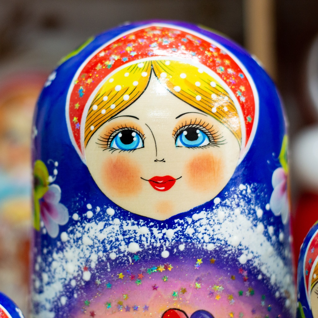 BỘ BÚP BÊ NGA MATRYOSHKA 10 LỚP CAO 26CM HOA VĂN "LỄ HỘI MÙA ĐÔNG" MÀU XANH CỰC ĐẸP VÀ SANG TRỌNG
