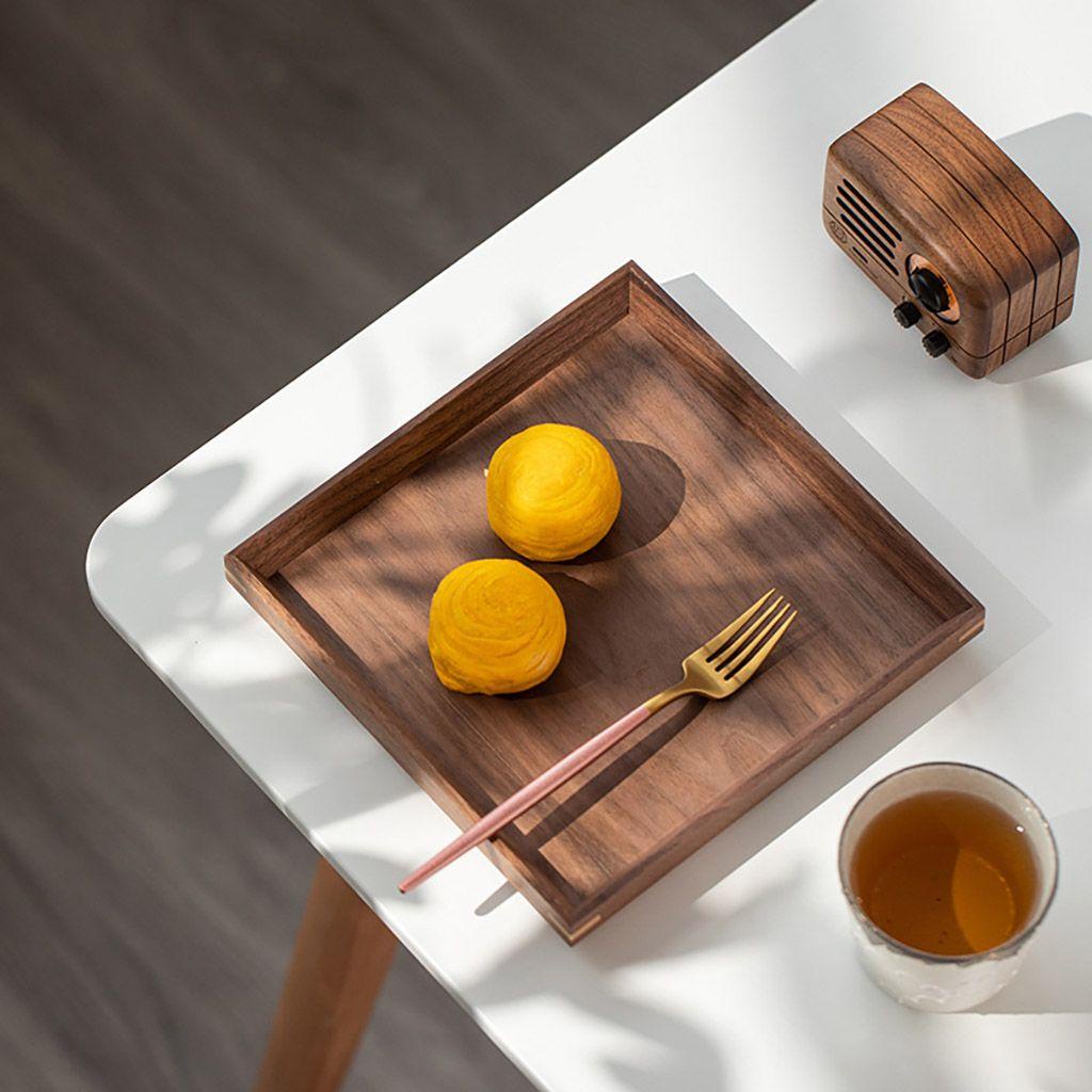 Khay Gỗ Óc Chó Màu Đen Thiết Kế Đơn Giản Thời Trang