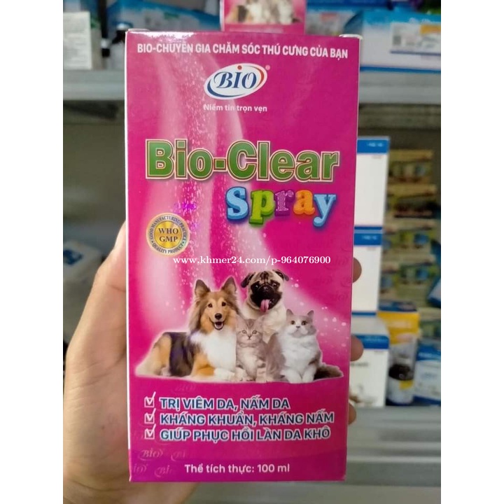 Xịt Nấm Da, Viêm Da BIO-CLEAR SPRAY Chó Mèo - 100ml