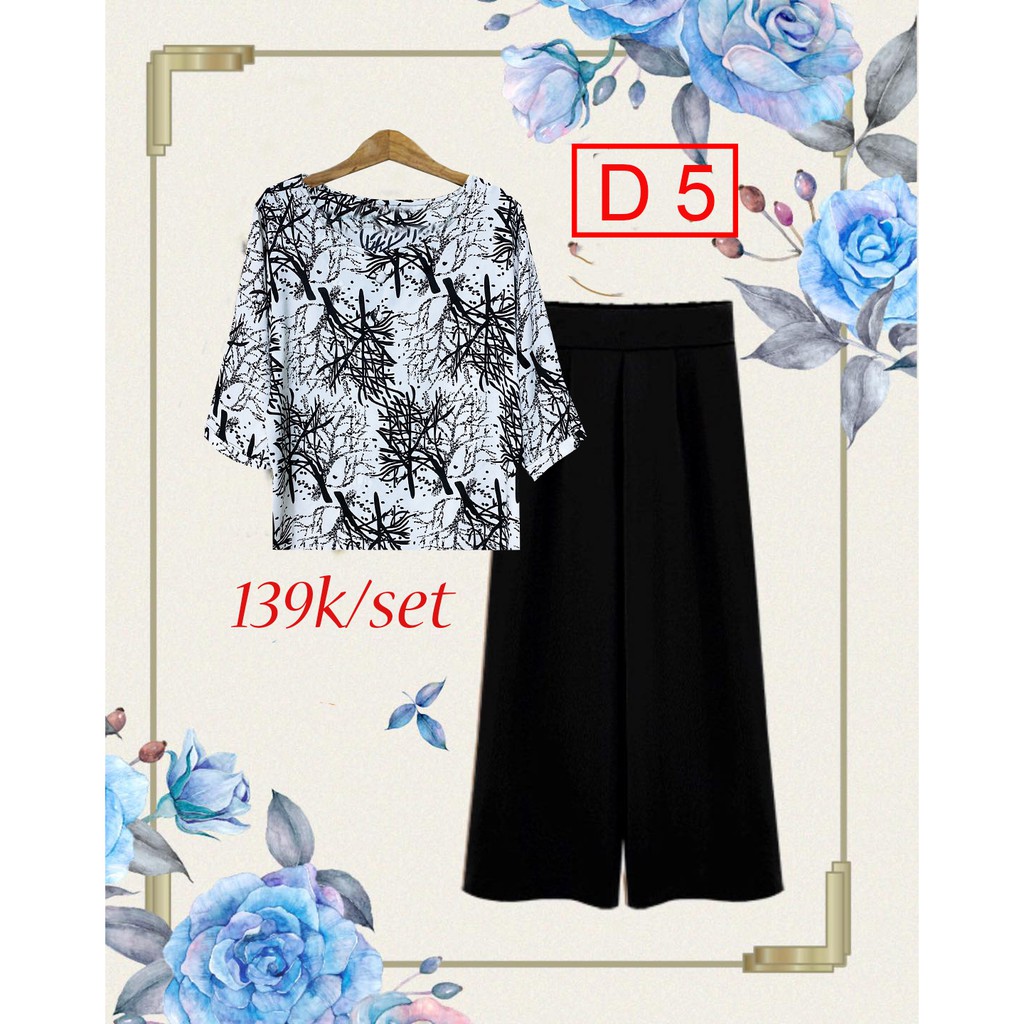 Sét Bộ Trung Niên - Sét Trung Niên Tay Lỡ - Quần dài ống Sớ - Chất Liệu Lụa Hàn Châu Cao Cấp dành cho Các Bà, các Mẹ | BigBuy360 - bigbuy360.vn