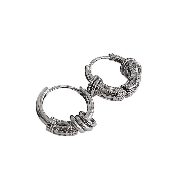 Khuyên tai tròn bạc ý 925 cổ điển bông tai tròn nam nữ