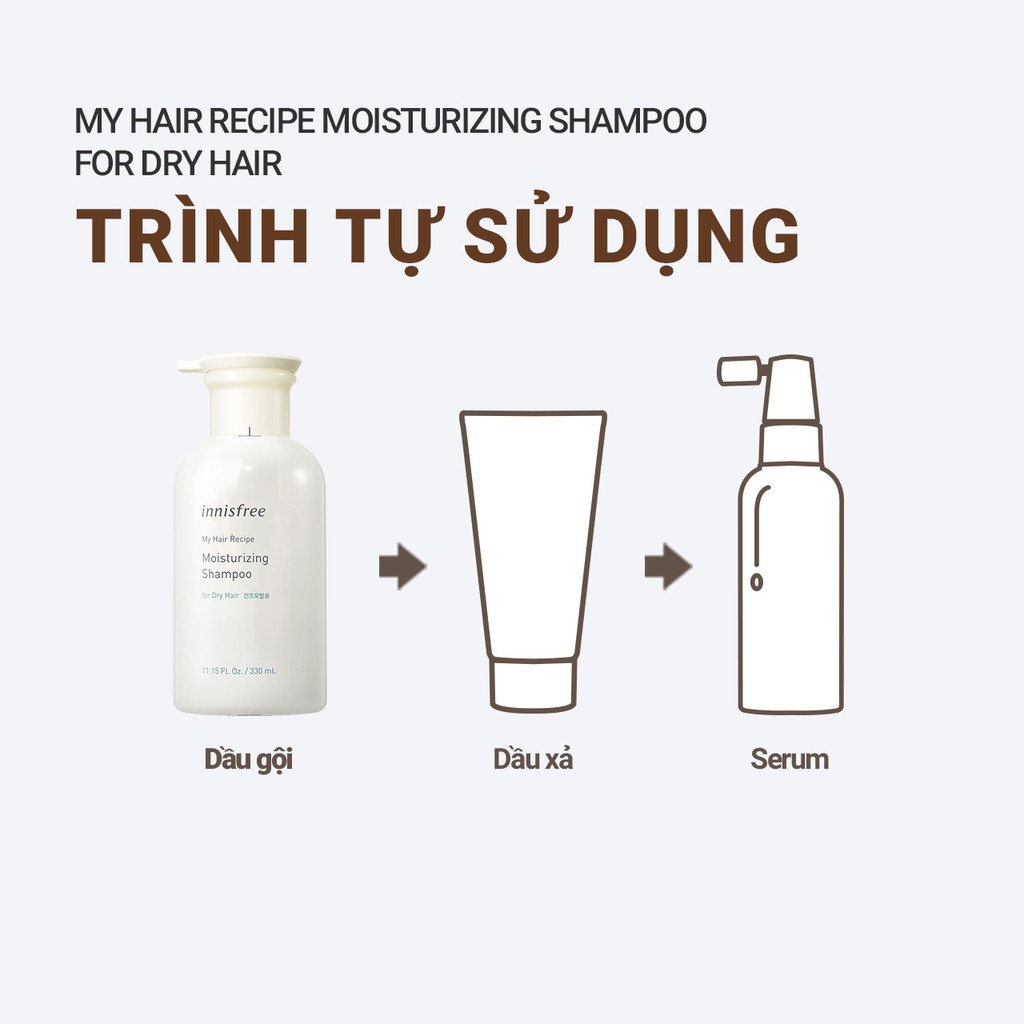 [Mã FMCGMALL giảm 8% đơn từ 250K] Dầu gội dưỡng ẩm innisfree My Hair Recipe Moisturizing Shampoo for Dry Hair 330ml