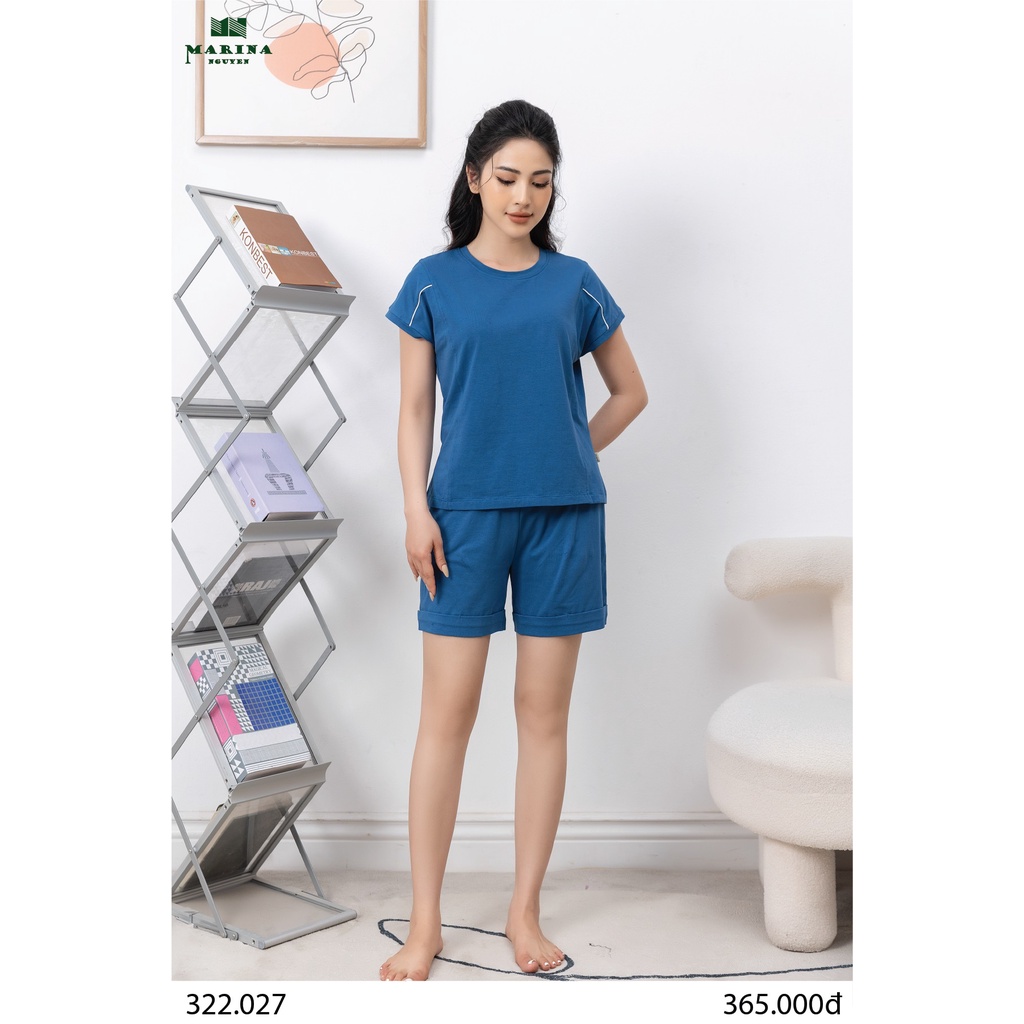 Đồ Bộ Nữ Mặc Nhà MARINA NGUYỄN, Thiết Kế Cổ Tròn, Tay Ngắn Độc Đáo, Vải Cotton Mềm Mịn, Thoáng Mát 322027