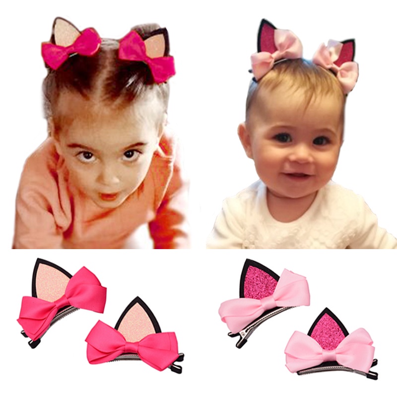 Set 2 Kẹp Tóc Nơ Dễ Thương Cho Bé Gái