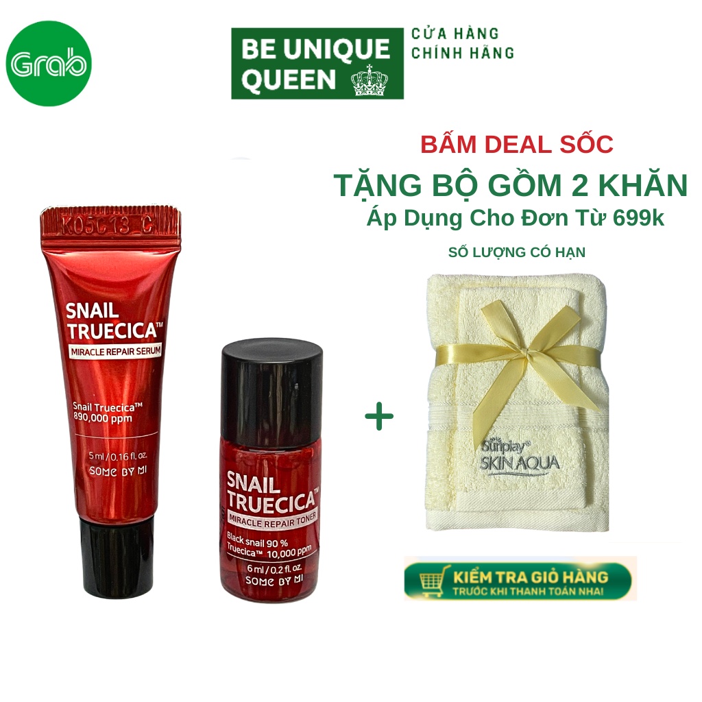 [Mini 5ml] Combo Toner và Tinh Chất Ốc Sên Some By Mi Snail Truecica Miracle Repair Serum