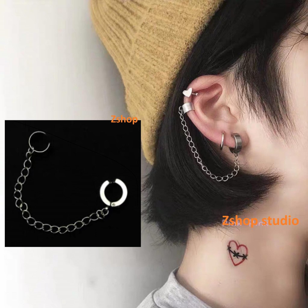 Kẹp titan dẹt tròn basic phối xích kết hợp kẹp helix bản dẹt KEB11
