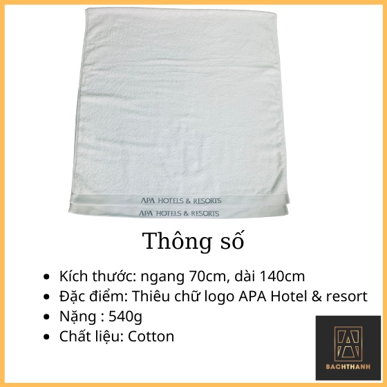 Khăn tắm body Cotton APA xuất dư (Combo 5 khăn) Kích thước 70x140cm nặng 540g