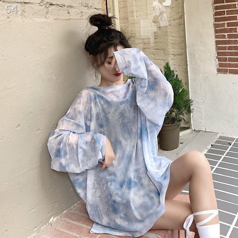 Mùa hè năm 2021 phiên bản Hàn Quốc của quần áo chống nắng dạng lưới rộng rãi nhìn xuyên thấu phụ nữ mỏng và lườ