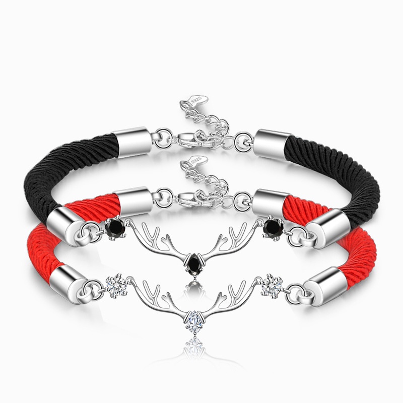 Vòng Tay Dây Bện Mặt Hình Hươu Một Sừng Thời Trang Cho Cặp Đôi