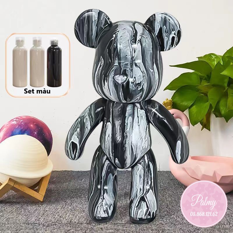Bearbrick Màu Loang Tự Sơn size 23cm - Gấu BearBrick Handmade đổ màu