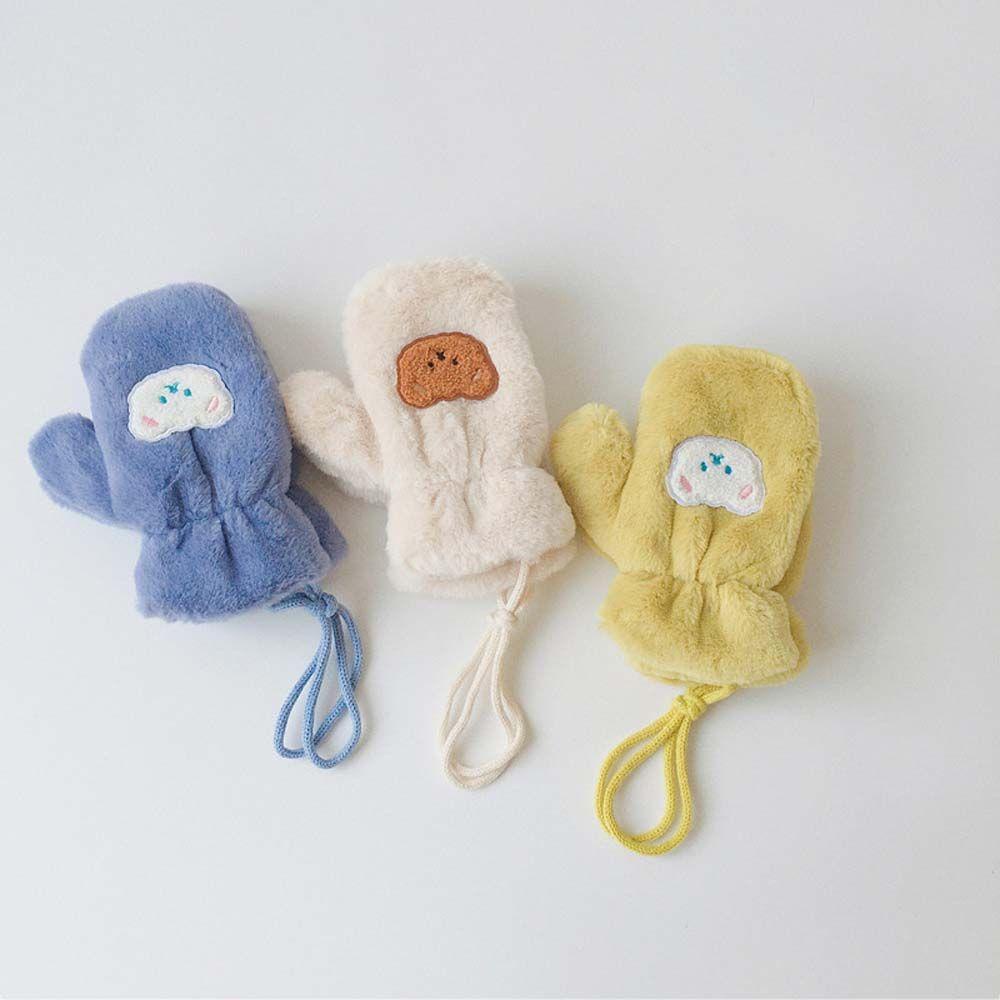 Găng Tay Lông Nhung Mềm Mại Hình Gấu Hoạt Hình Dễ Thương Cho Bé