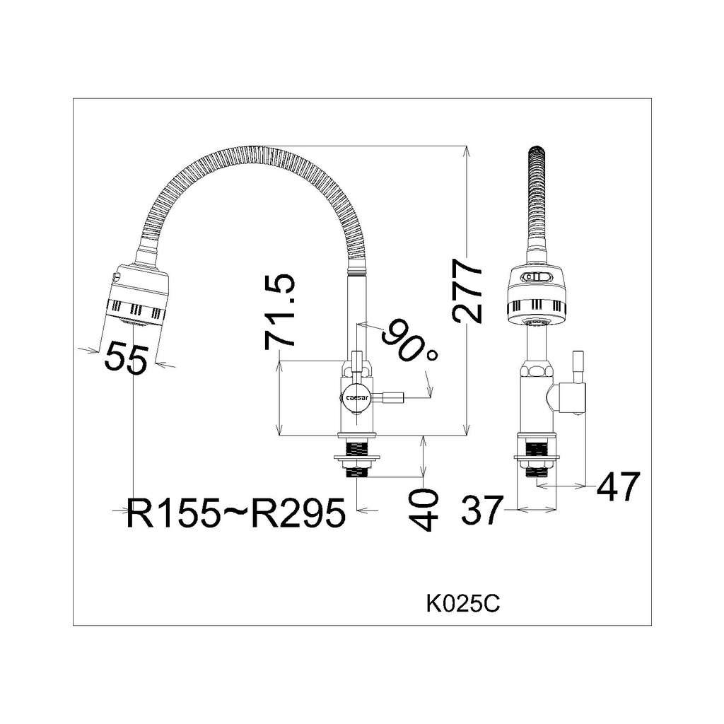Vòi Bếp Lạnh CAESAR K025C, Vòi rửa chén 1 đường nước Lạnh, Bảo hành 02 năm, Cam kết chính hãng