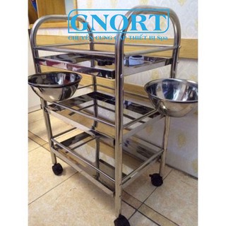 Xe Đẩy Inox 3 Tầng 2 Bát
