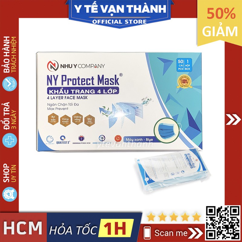 ✅ Khẩu Trang Y Tế- NHƯ Ý (4 Lớp - Hộp 50 Cái) -VT0638 | Y Tế Vạn Thành