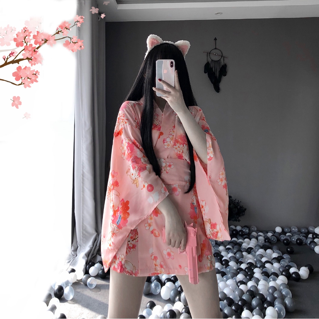 Đầm Ngủ Leosoxs Phong Cách Kimono Nhật Bản Gợi Cảm Cho Nữ Sinh