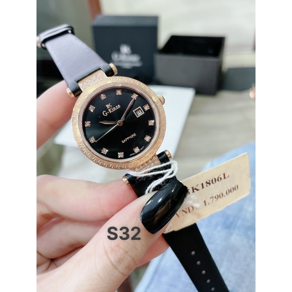 Đồng Hồ Nữ G-Kinze GK1806L Viền Đính Đá , Có Lịch, Máy Pin , Kính Sapphire , Size 32mm