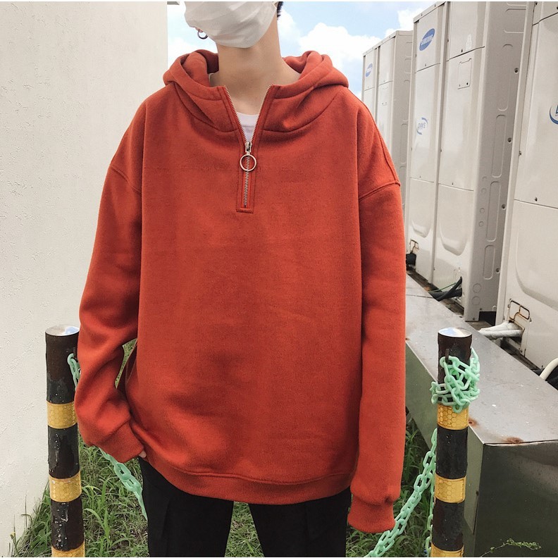 Áo Hoodie Trơn Khóa Kéo Phôm Rộng HK01