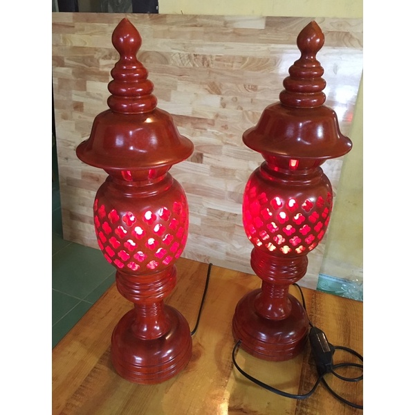 Đen gỗ thờ (1đôi)mỹ nghệ cao cấp có đèn led giá rẻ