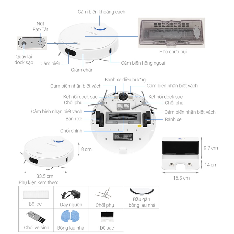 Robot hút bụi lau nhà Shimono ZK902