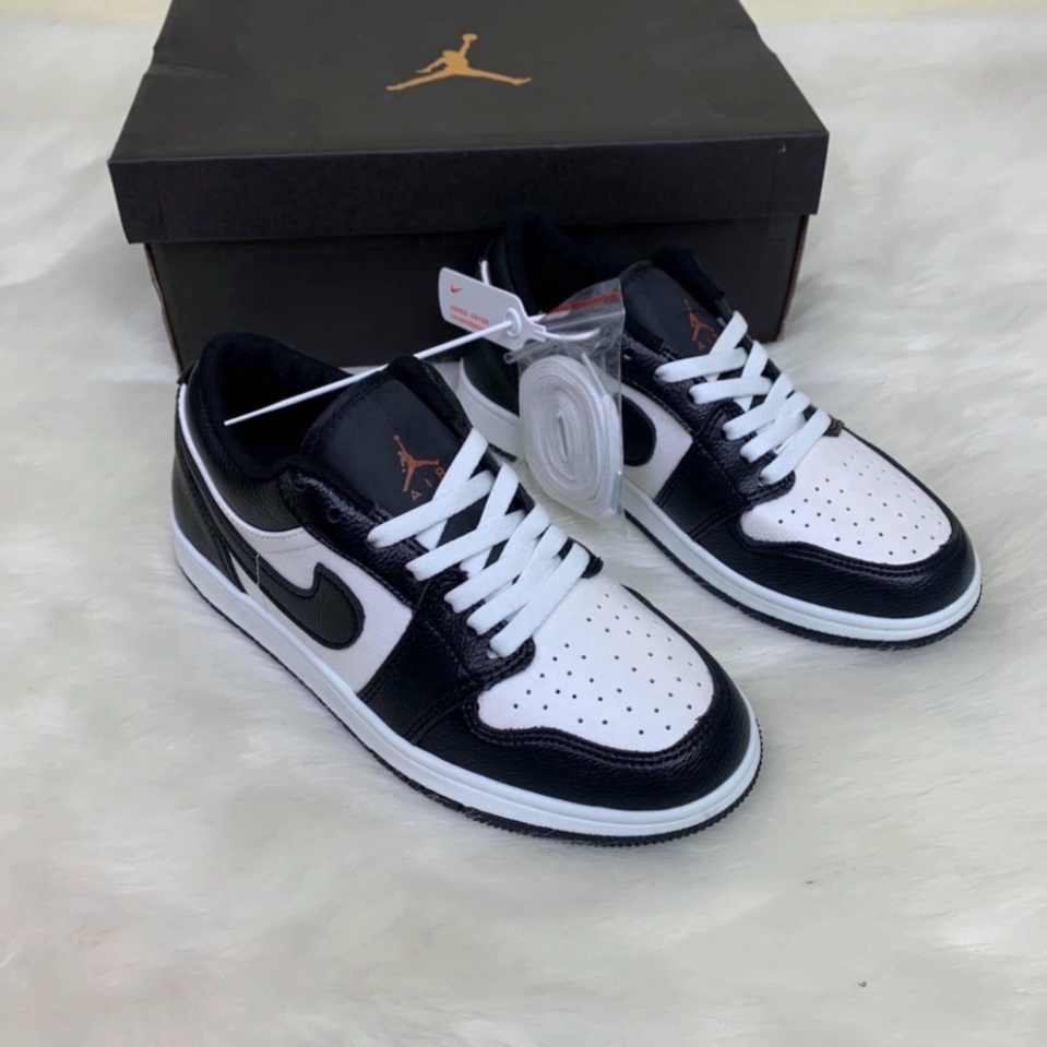 Giày Jordan 1 low panda đen trắng da nhăn bản cao cấp 1-1 hàng trung full phụ kiện
