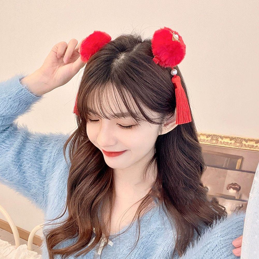 Dây Buộc Tóc Đính Bóng Lông Tua Rua Xinh Xắn Cho Bé Gái