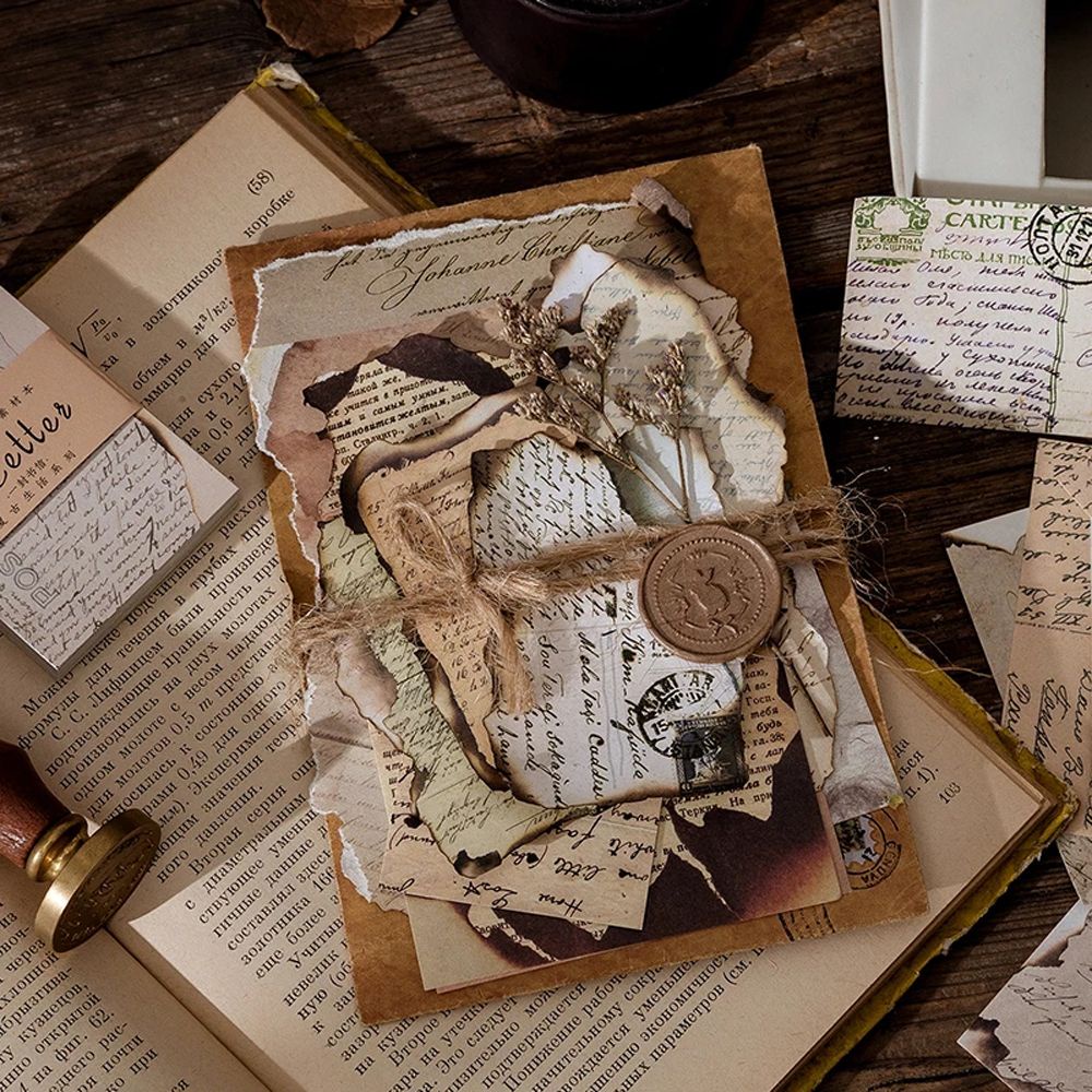 Bộ 60 tờ giấy trang trí sổ tay hình dấu chân phong cách cổ điển