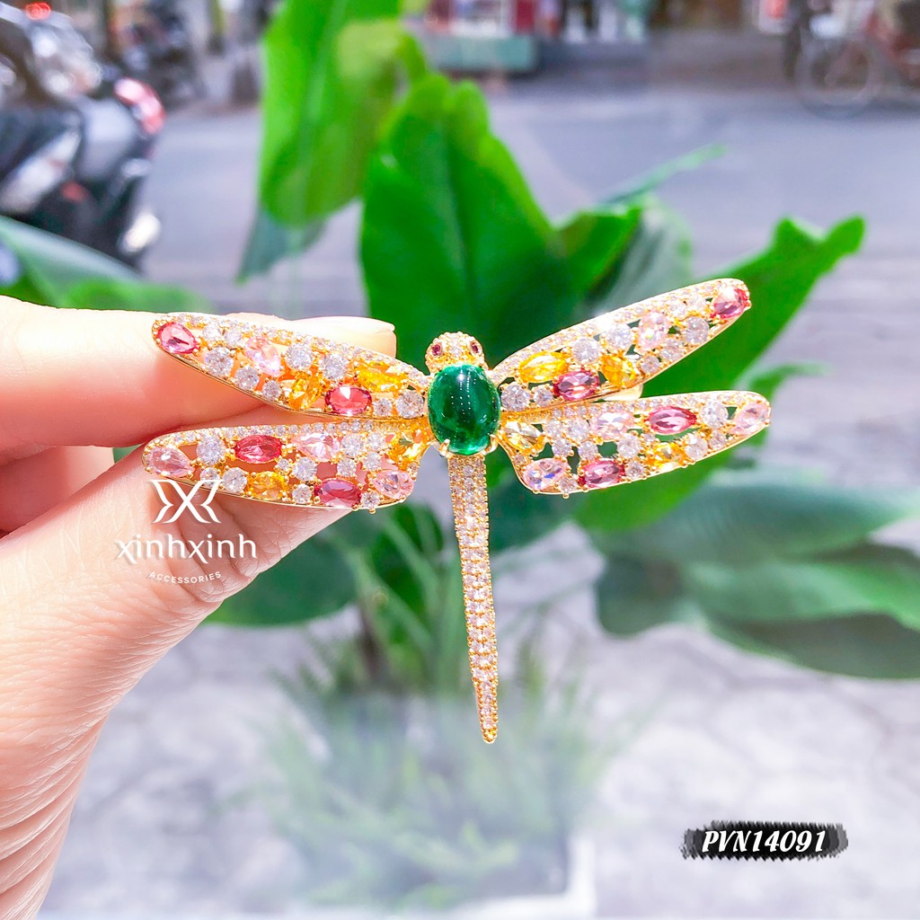 Tag cài áo chuồn chuồn đính đá nhân tạo cao cấp - Xinh Xinh Accessories