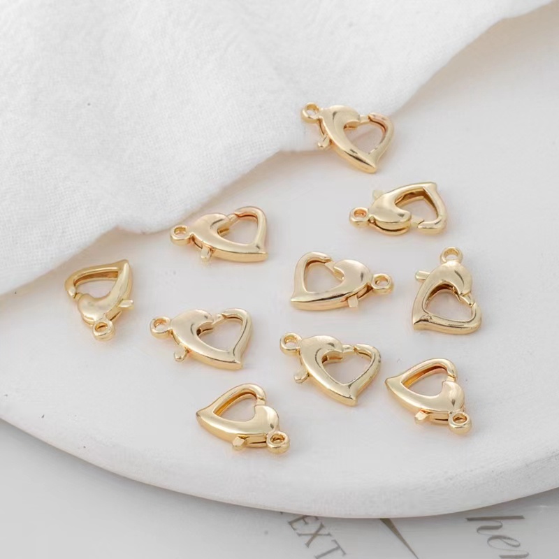 Khóa Mạ Vàng/Bạc 14K 18k Hình Trái Tim Nhiều Màu Sắc