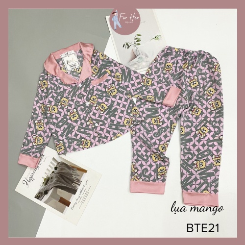 Bộ Đồ Ngủ Pijama Bé Trai Bé Gái Set Quần Áo Trẻ Em Mặc Nhà Lụa Mango Nhiều Màu Dài Tay 10-32kg