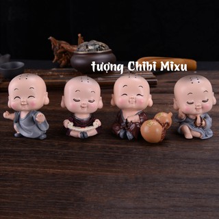 Tượng chibi chú tiểu hạnh phúc