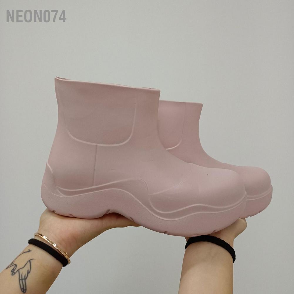 Neon074 Neon074 Giày đi mưa cho phụ nữ EVA Nữ bộ không thấm nước Mắt cá chân Thường dày Đáy giày ngắn