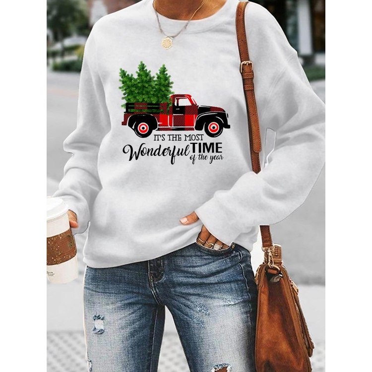 Áo Sweater In Chữ Merry Christmas Và Họa Tiết Da Báo Phong Cách Thời Trang 90s