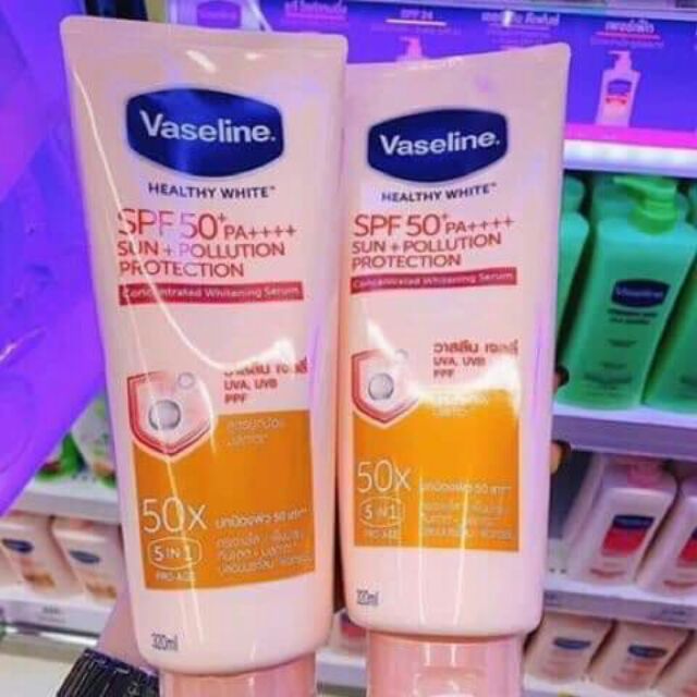 combo 2 tuýp Dưỡng thể Vaseline 50x SPF 50++ 320ml Thái Lan