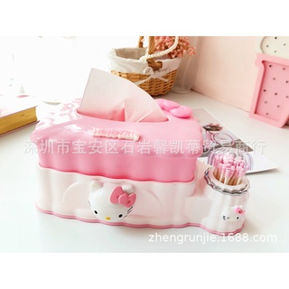 Hộp đựng khăn giấy Kitty có chỗ đựng tăm