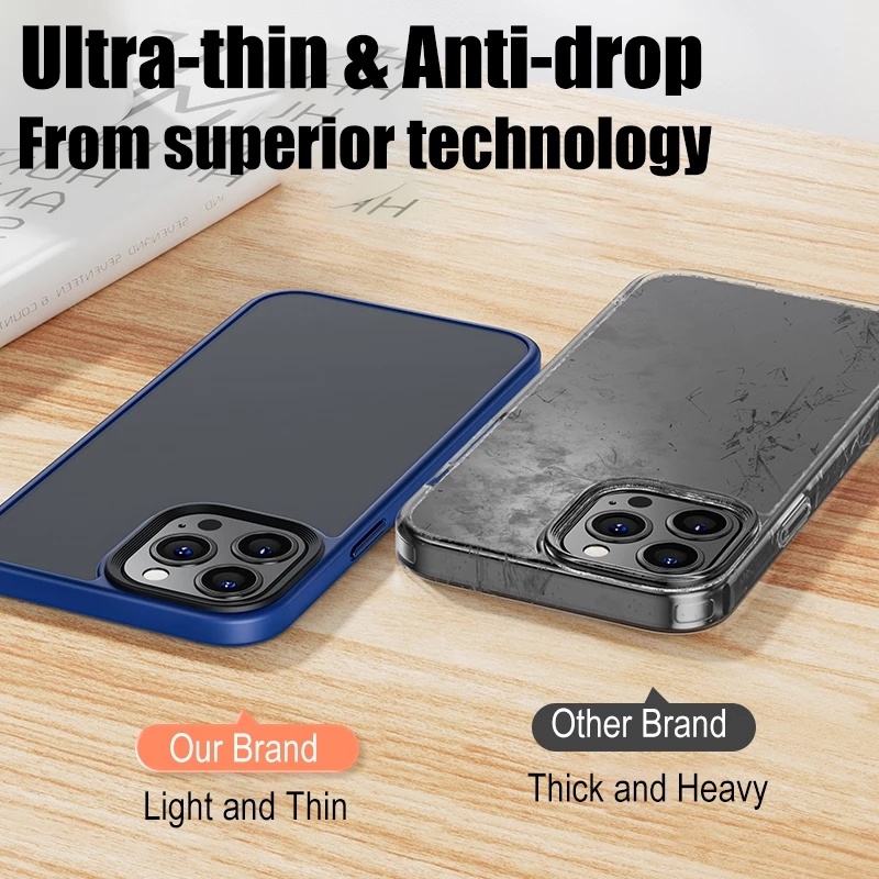 Ốp Điện Thoại PC Nhám Trong Suốt Chống Sốc Có Nút Kim Loại Sang Trọng Cho iPhone 13 Pro max 12 Pro max 11 Pro max 7 PLus 8 PLus X XS