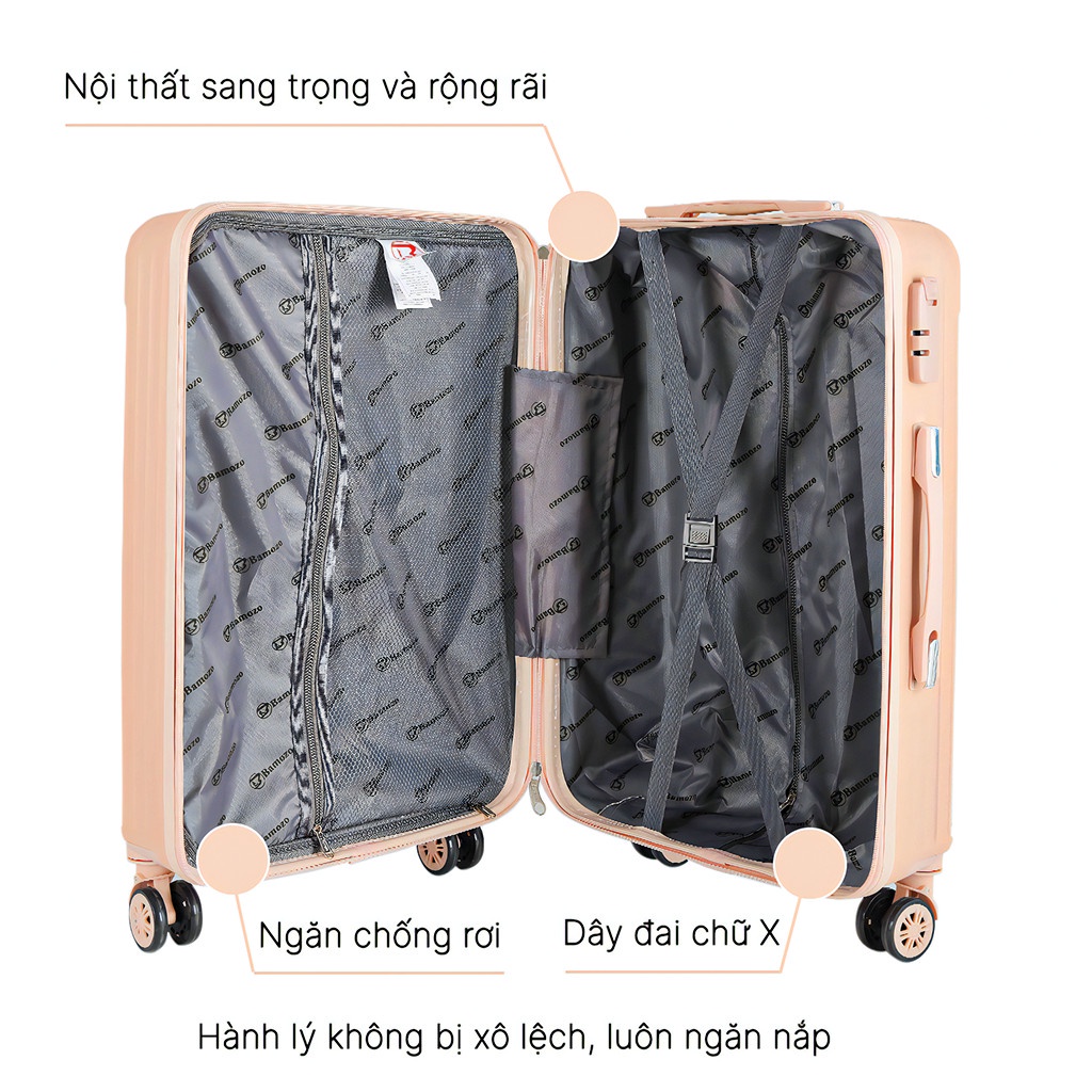 Vali kéo du lịch Bamozo, Vai size 20, size 24 nhám chống xước, khóa chống trộm