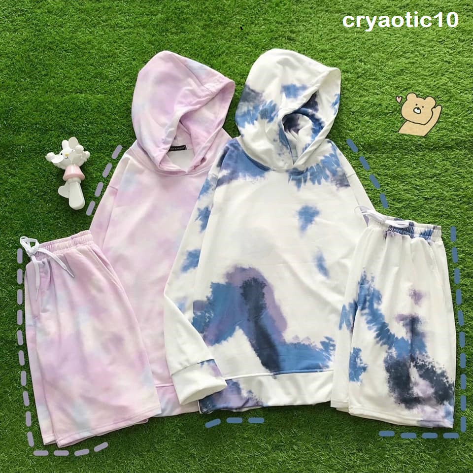 Set bộ hoodie loang màu Tie Dye cực chất unisex